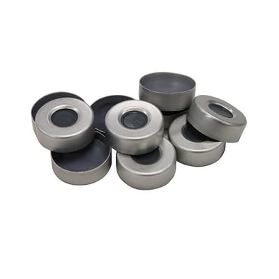 Chromatography Research Supplies 20 mm Aluminum Crimp Cap with PTFE/Butyl Seal (100/pk)
